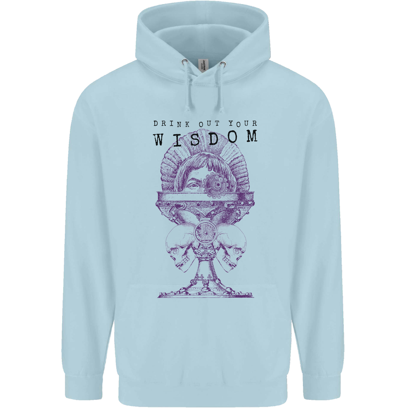 Wisdom Goblet Obscure Makabra Mens 80% Cotton Hoodie Light Blue