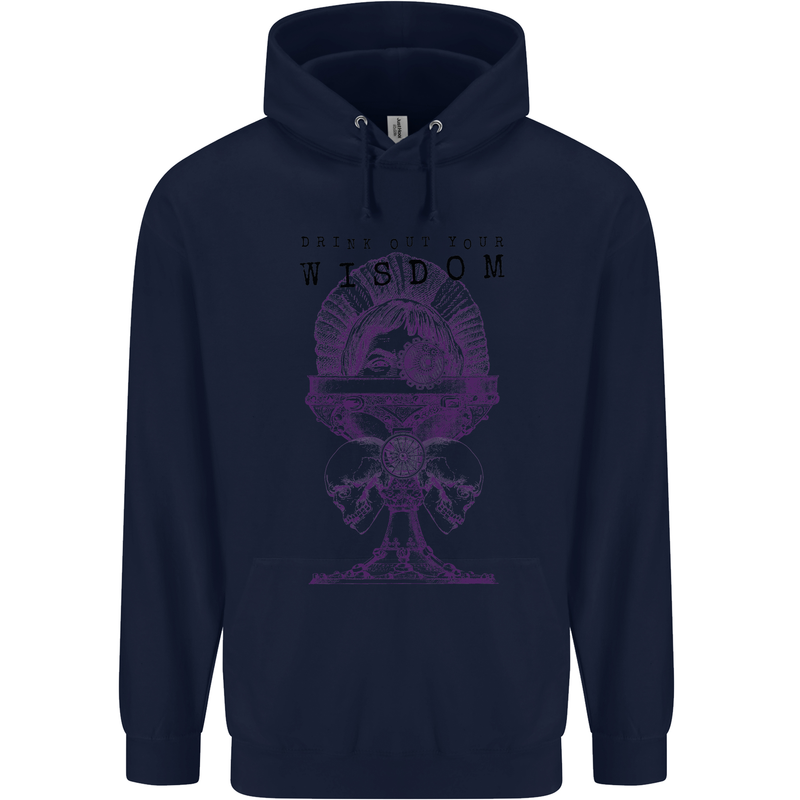 Wisdom Goblet Obscure Makabra Mens 80% Cotton Hoodie Navy Blue