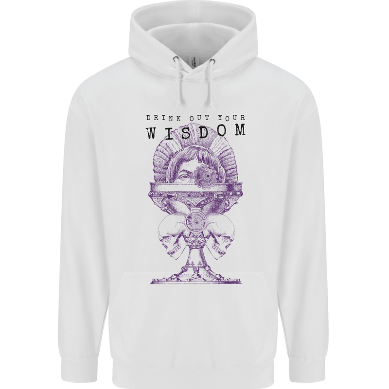 Wisdom Goblet Obscure Makabra Mens 80% Cotton Hoodie White