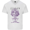 Wisdom Goblet Obscure Makabra Mens V-Neck Cotton T-Shirt White