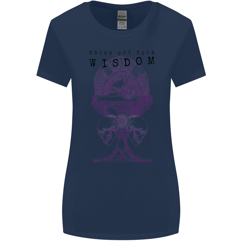 Wisdom Goblet Obscure Makabra Womens Wider Cut T-Shirt Navy Blue