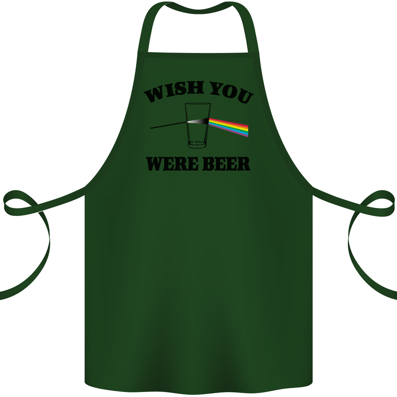 Wish You Were Beer St Patricks Day Alcohol Cotton Apron 100% Organic Forest Green