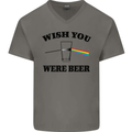 Wish You Were Beer St Patricks Day Alcohol Mens V-Neck Cotton T-Shirt Charcoal