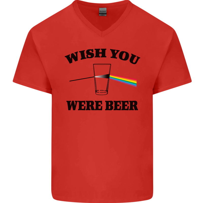 Wish You Were Beer St Patricks Day Alcohol Mens V-Neck Cotton T-Shirt Red