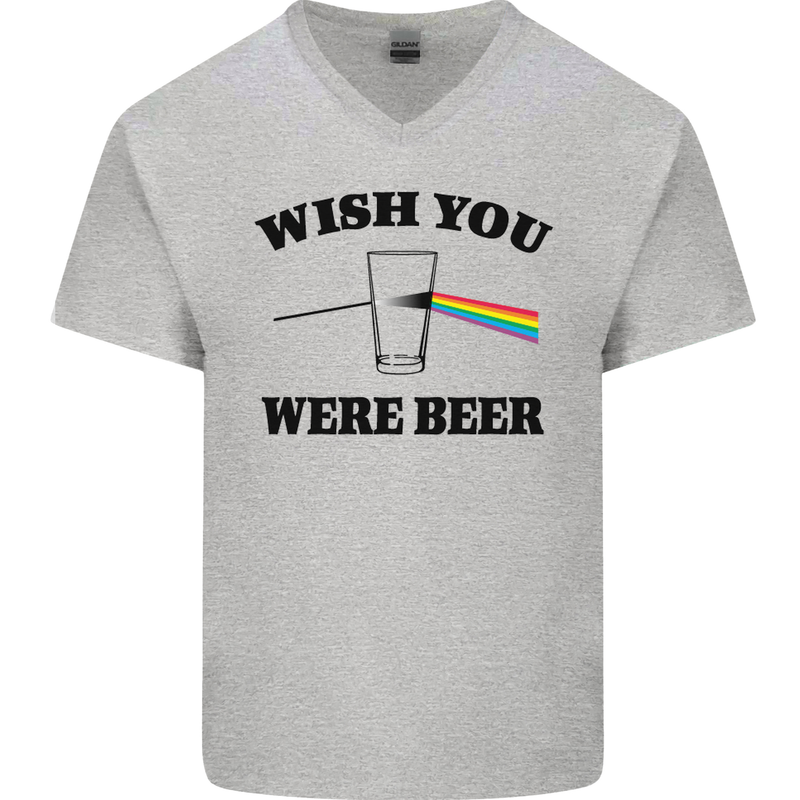 Wish You Were Beer St Patricks Day Alcohol Mens V-Neck Cotton T-Shirt Sports Grey