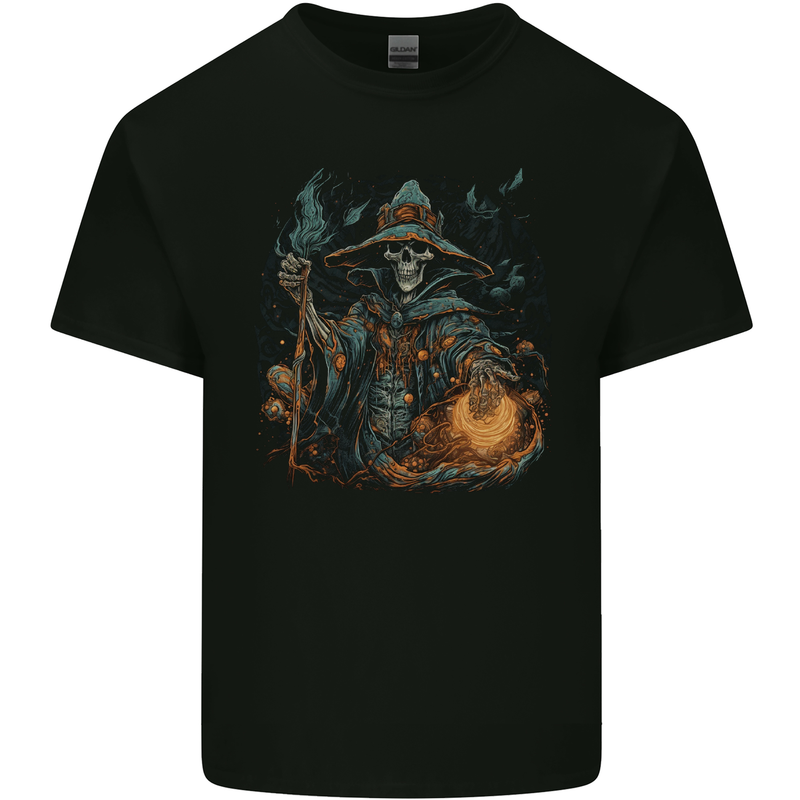 Witch Skull Sorcerer Skull Halloween Kids T-Shirt Childrens Black