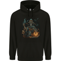 Witch Skull Sorcerer Skull Halloween Mens 80% Cotton Hoodie Black