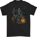 Witch Skull Sorcerer Skull Halloween Mens Gildan Cotton T-Shirt Black