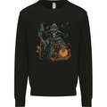 Witch Skull Sorcerer Skull Halloween Mens Sweatshirt Jumper Black