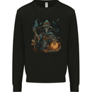 Witch Skull Sorcerer Skull Halloween Mens Sweatshirt Jumper Black