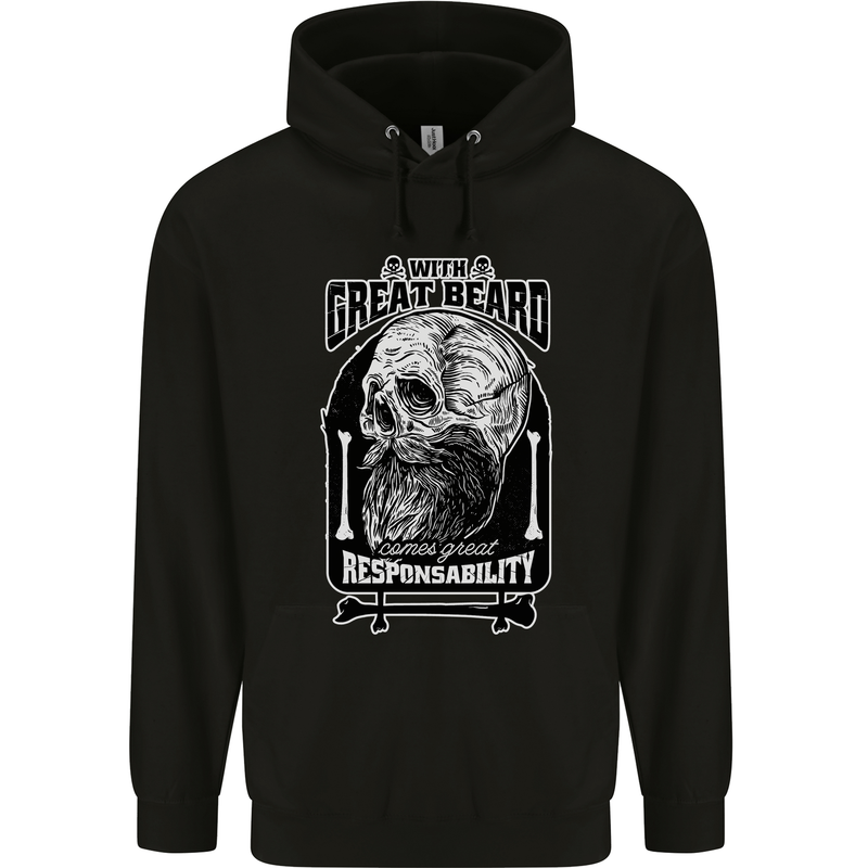 With Great Beard Comes Great Responsibility Childrens Kids Hoodie Black