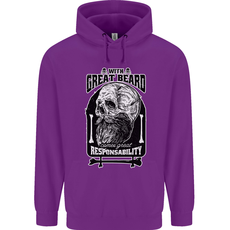 With Great Beard Comes Great Responsibility Childrens Kids Hoodie Purple