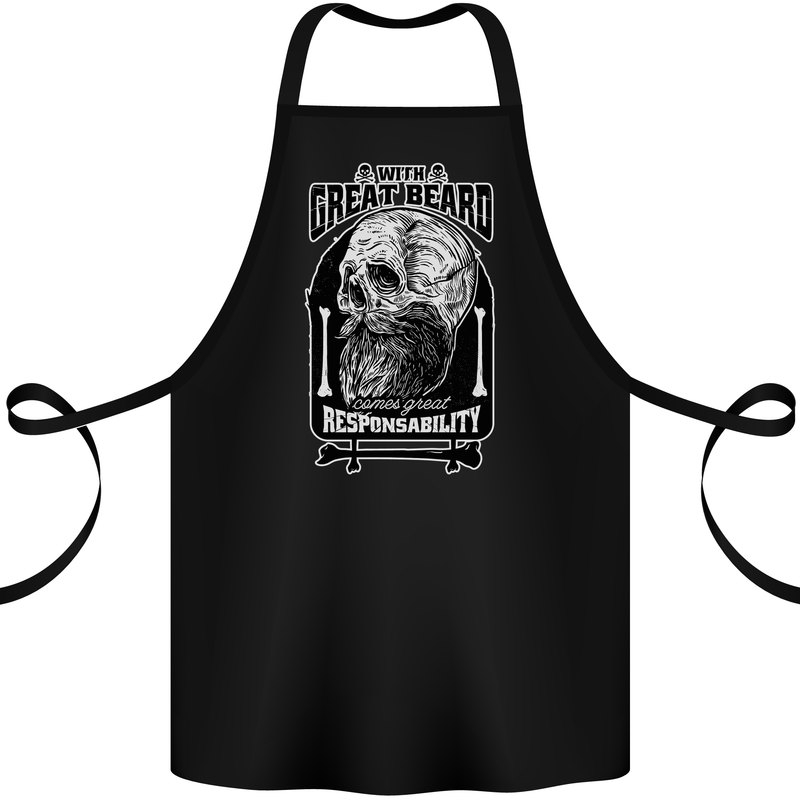 With Great Beard Comes Great Responsibility Cotton Apron 100% Organic Black