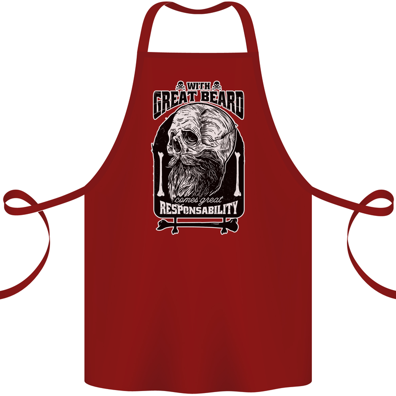 With Great Beard Comes Great Responsibility Cotton Apron 100% Organic Maroon