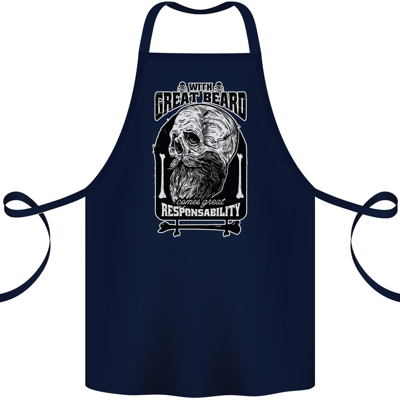 With Great Beard Comes Great Responsibility Cotton Apron 100% Organic Navy Blue