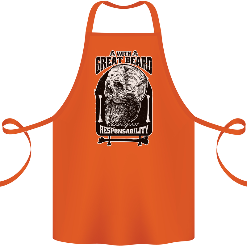 With Great Beard Comes Great Responsibility Cotton Apron 100% Organic Orange