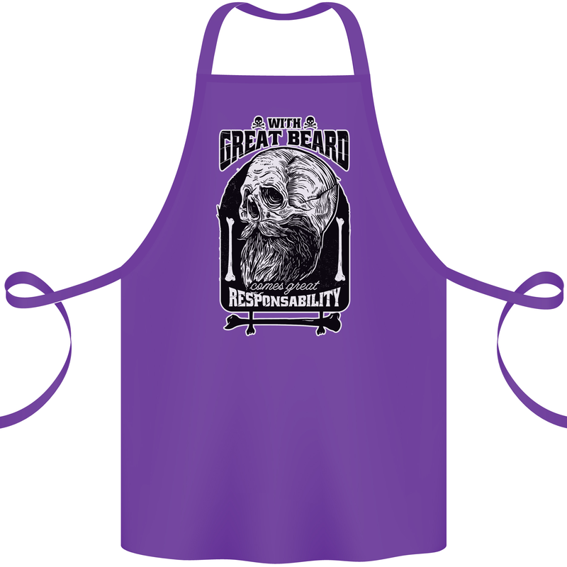 With Great Beard Comes Great Responsibility Cotton Apron 100% Organic Purple