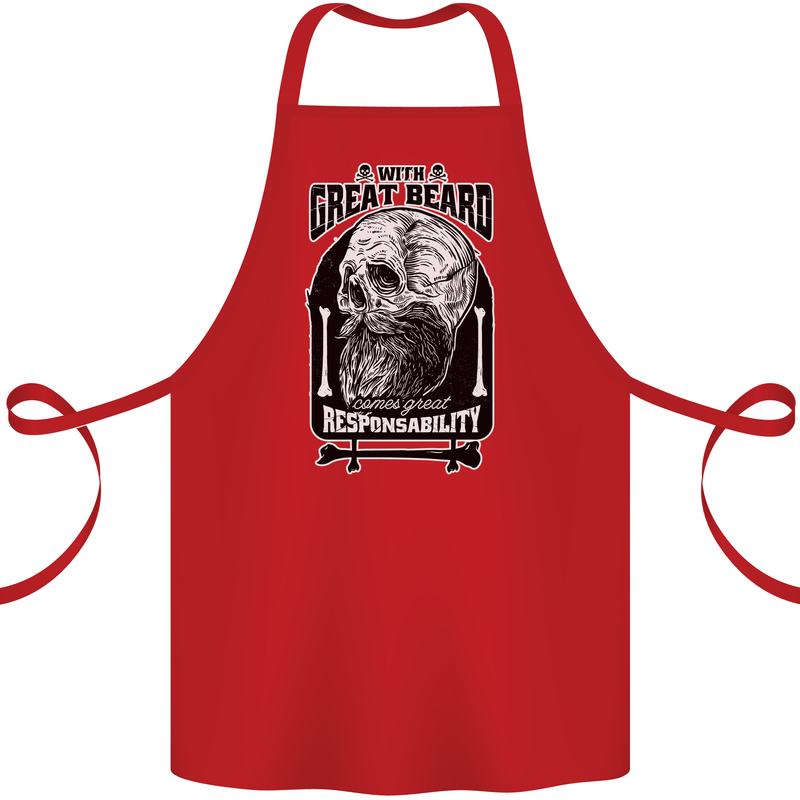 With Great Beard Comes Great Responsibility Cotton Apron 100% Organic Red