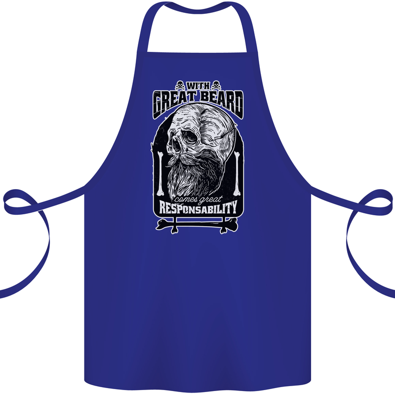 With Great Beard Comes Great Responsibility Cotton Apron 100% Organic Royal Blue