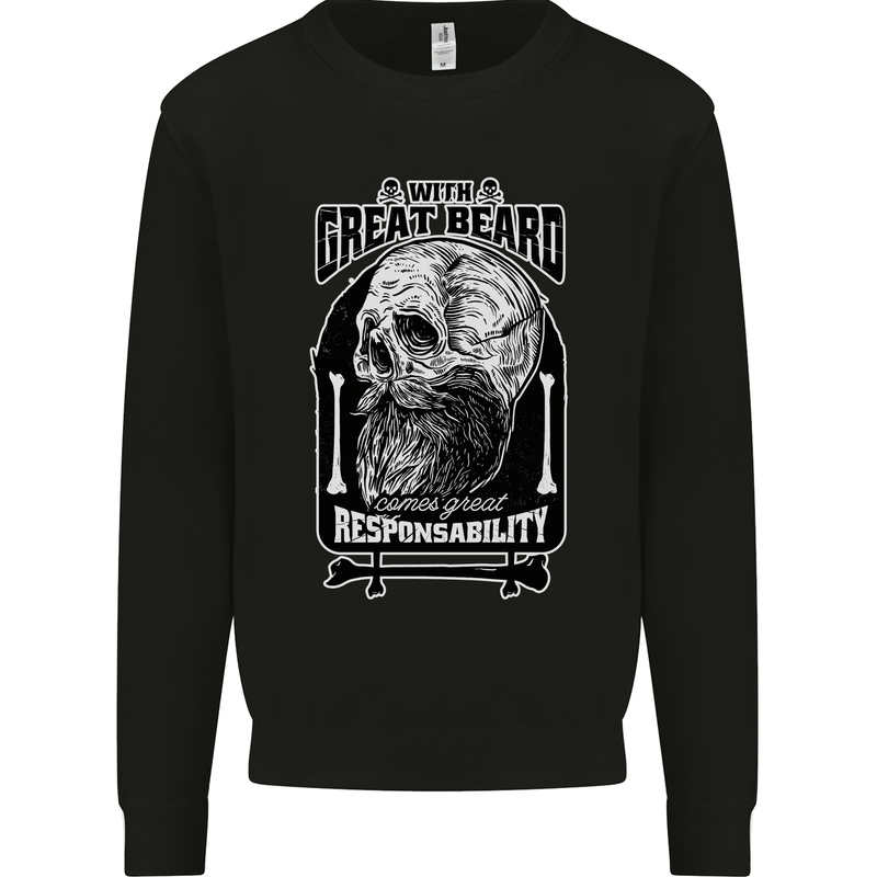With Great Beard Comes Great Responsibility Kids Sweatshirt Jumper Black