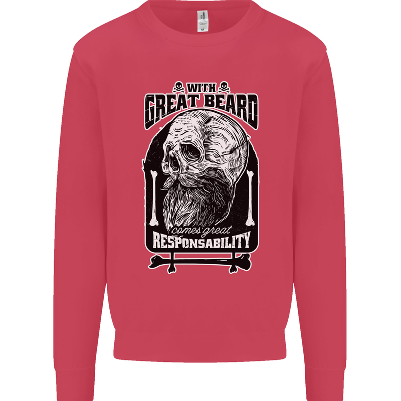 With Great Beard Comes Great Responsibility Kids Sweatshirt Jumper Heliconia
