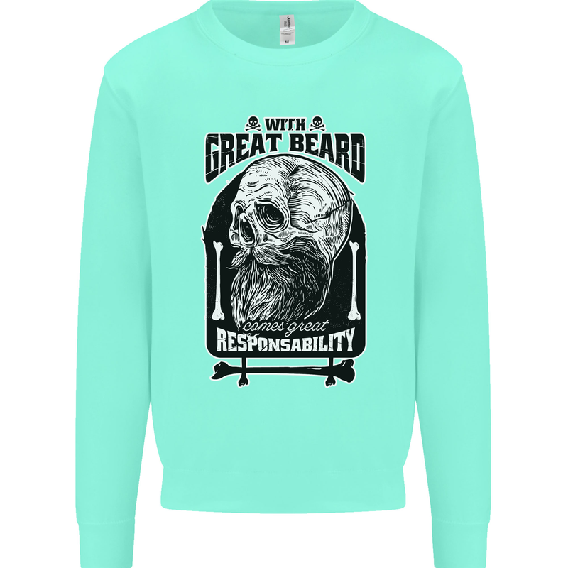 With Great Beard Comes Great Responsibility Kids Sweatshirt Jumper Peppermint
