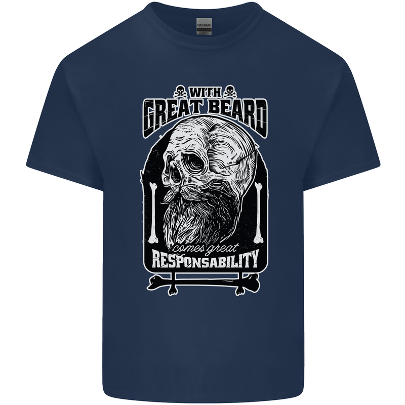 With Great Beard Comes Great Responsibility Kids T-Shirt Childrens Navy Blue