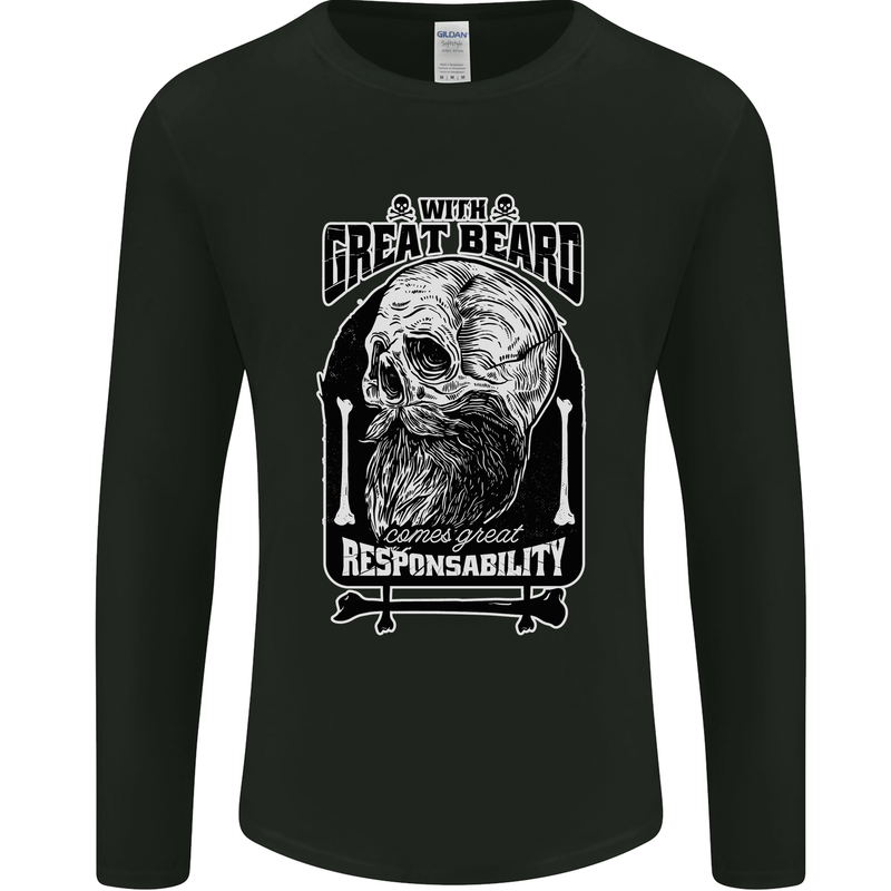 With Great Beard Comes Great Responsibility Mens Long Sleeve T-Shirt Black