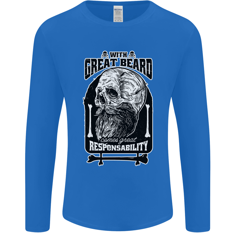 With Great Beard Comes Great Responsibility Mens Long Sleeve T-Shirt Royal Blue