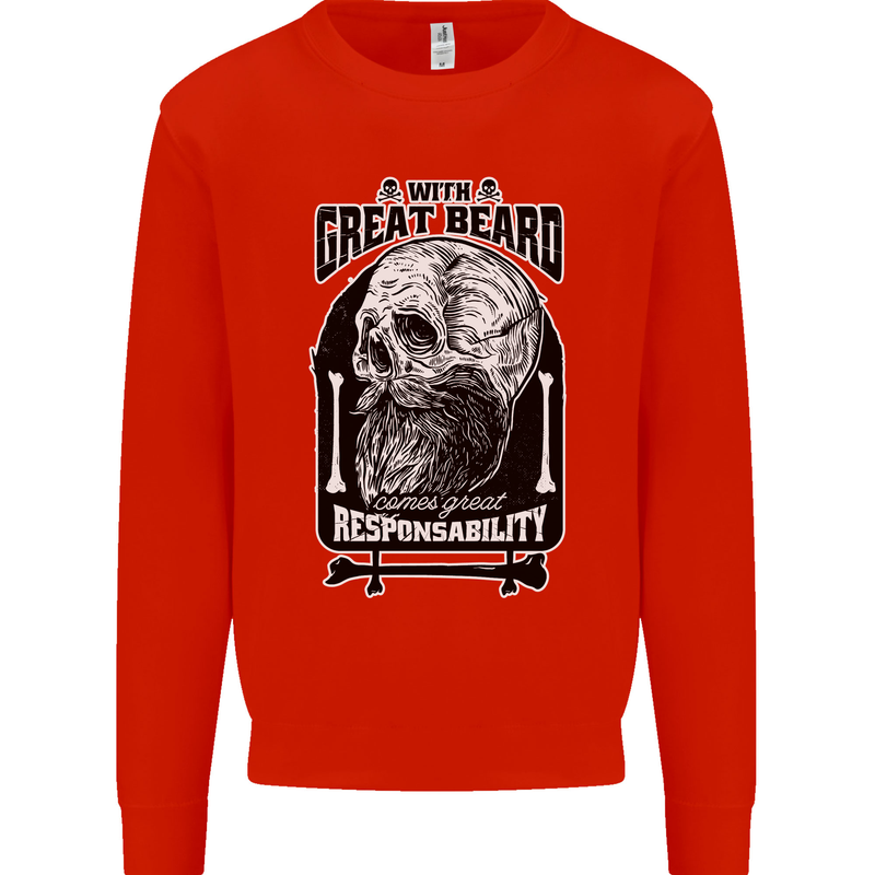 With Great Beard Comes Great Responsibility Mens Sweatshirt Jumper Bright Red
