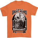 With Great Beard Comes Great Responsibility Mens T-Shirt 100% Cotton Orange