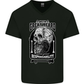 With Great Beard Comes Great Responsibility Mens V-Neck Cotton T-Shirt Black