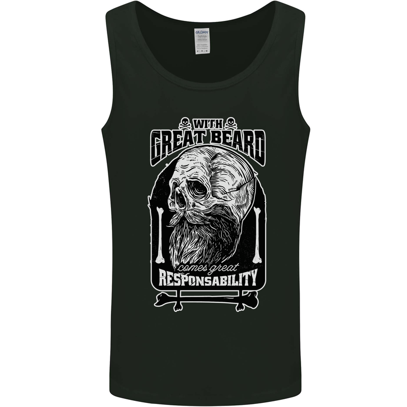 With Great Beard Comes Great Responsibility Mens Vest Tank Top Black
