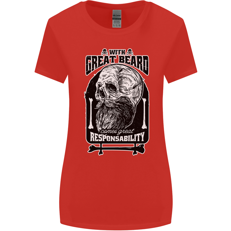 With Great Beard Comes Great Responsibility Womens Wider Cut T-Shirt Red