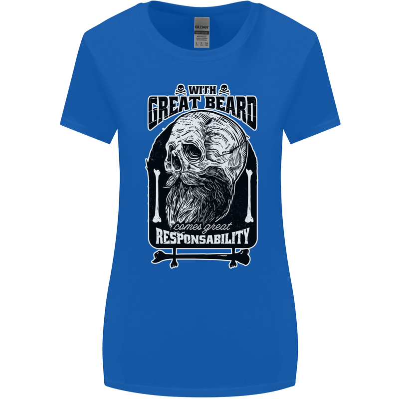 With Great Beard Comes Great Responsibility Womens Wider Cut T-Shirt Royal Blue