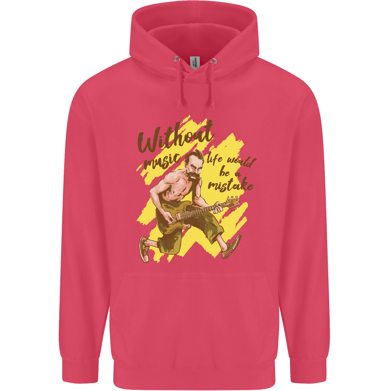 Without Music Life Would Be a Mistake Guitar Childrens Kids Hoodie Heliconia