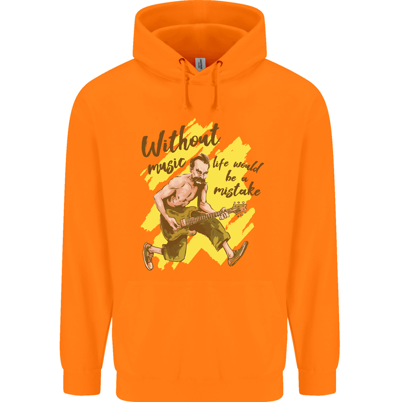Without Music Life Would Be a Mistake Guitar Childrens Kids Hoodie Orange