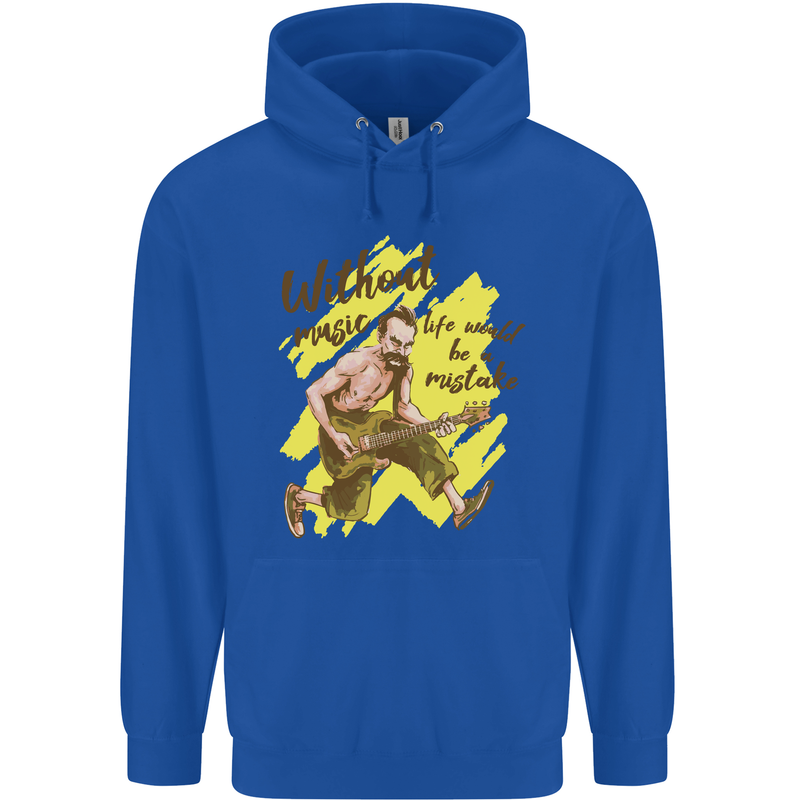 Without Music Life Would Be a Mistake Guitar Childrens Kids Hoodie Royal Blue