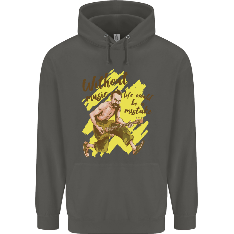 Without Music Life Would Be a Mistake Guitar Childrens Kids Hoodie Storm Grey