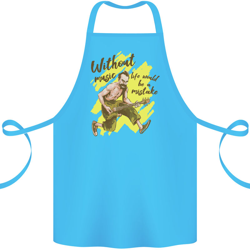 Without Music Life Would Be a Mistake Guitar Cotton Apron 100% Organic Turquoise