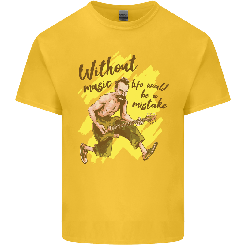 Without Music Life Would Be a Mistake Guitar Kids T-Shirt Childrens Yellow