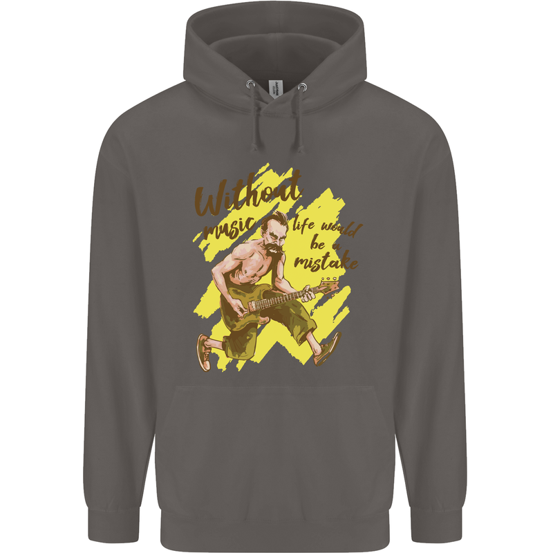 Without Music Life Would Be a Mistake Guitar Mens 80% Cotton Hoodie Charcoal
