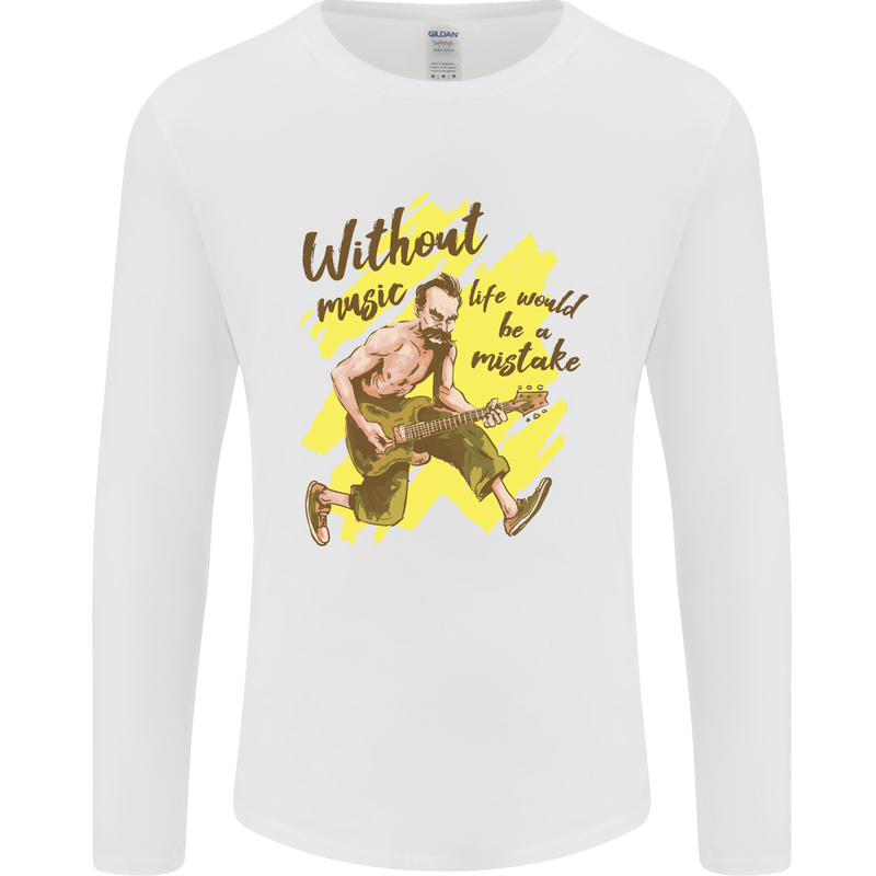 Without Music Life Would Be a Mistake Guitar Mens Long Sleeve T-Shirt White