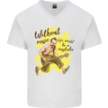 Without Music Life Would Be a Mistake Guitar Mens V-Neck Cotton T-Shirt White