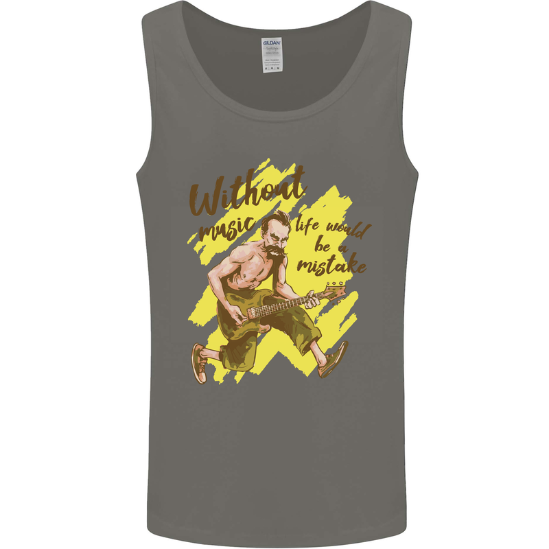 Without Music Life Would Be a Mistake Guitar Mens Vest Tank Top Charcoal