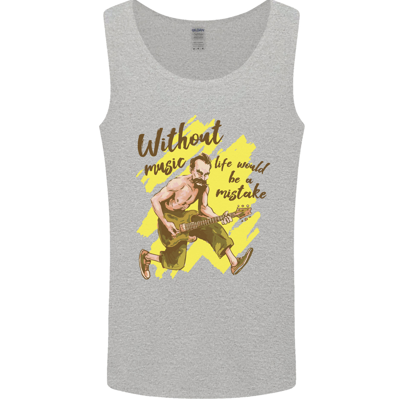 Without Music Life Would Be a Mistake Guitar Mens Vest Tank Top Sports Grey