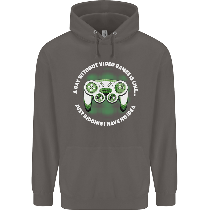 Without Video Games Funny Gaming Gamer Mens 80% Cotton Hoodie Charcoal