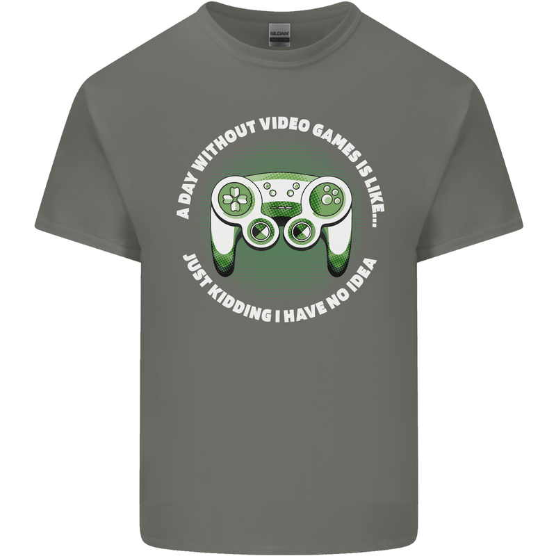 Without Video Games Funny Gaming Gamer Mens Cotton T-Shirt Tee Top Charcoal