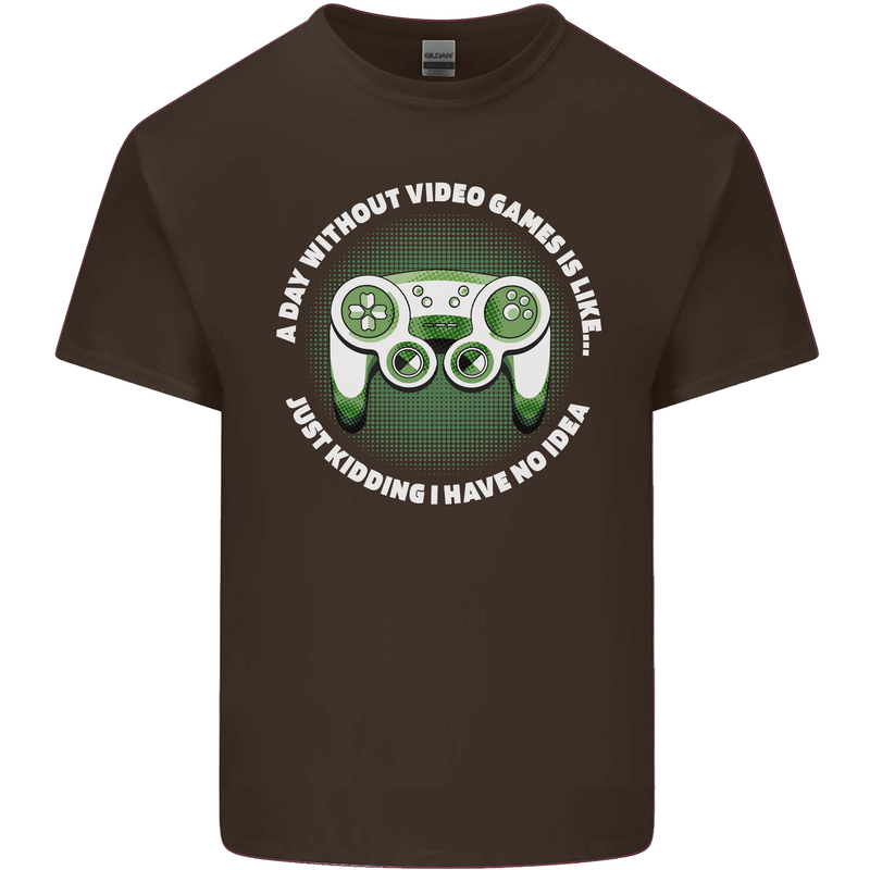 Without Video Games Funny Gaming Gamer Mens Cotton T-Shirt Tee Top Dark Chocolate