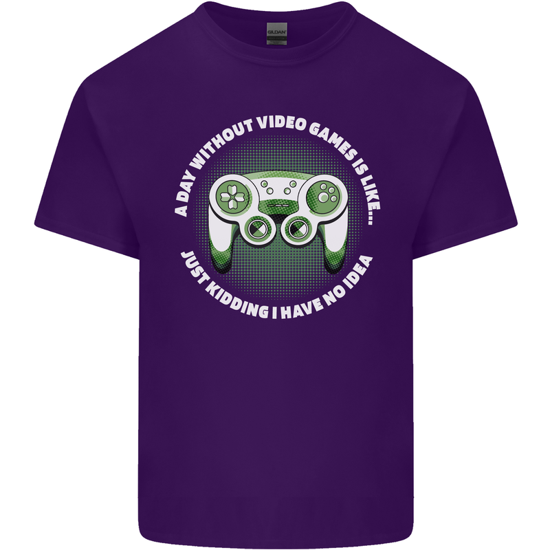 Without Video Games Funny Gaming Gamer Mens Cotton T-Shirt Tee Top Purple